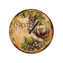 Eski Zeminde Şarap Kadehi Üzüm Duvar Saati Çok Renkli