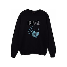 Frınge Baskılı Sweatshirt Siyah