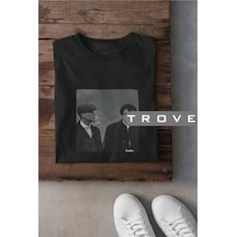 Unısex Kadın Erkek Thomas Shelby Müslüm Baba Danışma Siyah Beyaz Tasarım Baskılı %100 Pamuk T-shirt Siyah