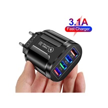 3.1a 4 Port Usb Seyahat Şarj Cihazı Hızlı Şarj Qc 3.0 Duvar Şarjı İphone Uyumlu 13 12 Samsung Xiaomi Mobil Fiş Şarj Adaptörü