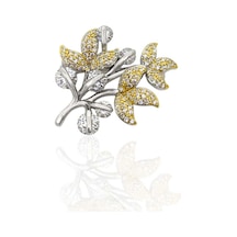 Oya Silver Çoklu Dallı Taşlı Yaprak Altın Kaplama Gümüş Broş 2.8x2.2cm Oysçdb008