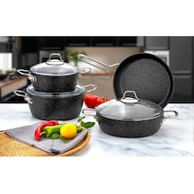 Evımsaray S-9108 Vıtella Granit Set 7 Prç Siyah Siyah Evımsaray S-9108 Vıtella Granit Set 7 Prç Siyah Siyah