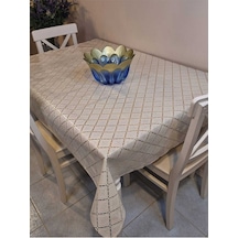 Ithal Pvc Muşamba - Desenli Silinebilir Masa Örtüsü 07iz14 Bej