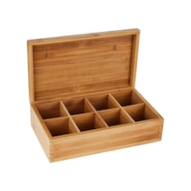 8 Bölmeli Bambu Ahşap Çay Kutusu, 12-3/8 "x 7-3/8" X 3-3/5" çok renkli
