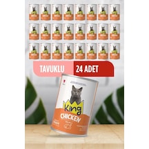 King Sos İçerisinde Et Parçacıklı Tavuklu Kedi Konservesi 400 Gr 24 Adet