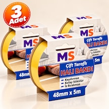 3 Adet Premium Çift Taraflı Halı Bandı 48 Mm X 5 Metre Yapışkanlı Kaydırmaz Kaymaz Bantı Kilim Paspas
