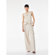 Koton Düğmeli Kolsuz V Yaka Fırfırlı Peplum Keten Bluz Bej 6sak60191ew Ekru Koton Düğmeli Kolsuz V Yaka Fırfırlı Peplum Keten Bluz Bej 6sak60191ew Ekru
