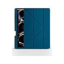 Apple Uyumlu iPad Pro 11 Inç 2024 M4 Kılıf Kalem Şarj Bölmeli Stadlı Uyku Modlu Arkası Silikon Akıllı Case Mavi
