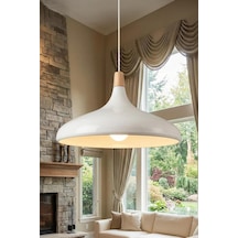 Nova Ahşap Sarkıt Avize, Bohem Tavan Lambası Ve Salon Oturma Odası Aydınlatması - Krem - 35 Cm Modern Dekoratif Avize, Tavan Aydınlatması Diğer