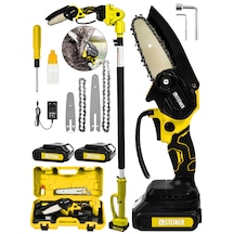 Steiner 18v Çift Akülü Çelik Şanzıman 15cm Dal Budama Testeresi Sarı + 2 Metre Teleskopik Sap