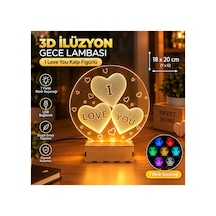 Şeffaf İlizyon Led Gece Lambası I Love You Kalp Görseli 18x20 Cm