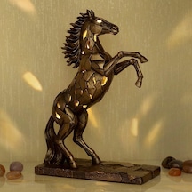 Veronese Bronz Renk Işık Efektli Şahlanmış At Figürü 29cm