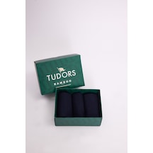 Tudors Özel Kutulu 3'lü Lacivert Bambu Çorap-51524
