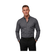 Deep Sea Deepsea Antrasit Slim Fit Likralı Kolay Ütülenebilir Gizli Düğmeli Erkek Gömlek 2602614 Deep Sea Deepsea Antrasit Slim Fit Likralı Kolay Ütülenebilir Gizli Düğmeli Erkek Gömlek 2602614