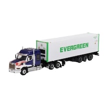 Mini Gt 597 1/64 Western Star 49x Blue W/ 40' Reefer Container "evergreen" Model Araba
