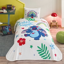Taç Lisanslı Disney Stitch Tek Kişilik Pamuk Pike Takımı 000000001000050130 Çok Renkli