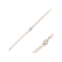 5 Mm Zirkon Taşlı Doğal İnci Bileklik 18 Cm / Rose Rose Pembe Altın