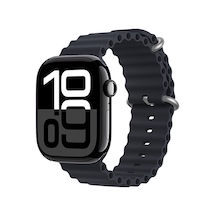 Ekılıf - Apple Uyumlu  Watch 10 46mm - Kordon Silikon Kordon - Krd-75 - Midnight - T34617
