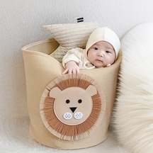 Springsun Lion Desenli 34l Yüksek Kapasiteli Yıkabilir Felt Depolama Sepeti - Kirli Giyim Çöpü, Kitap Kutusu 35x35cm Diğer