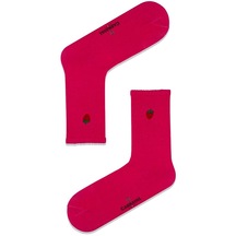 Çilek Nakışlı Pembe Renkli Spor Çorap