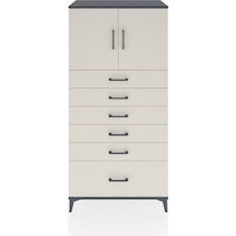 Hyperion Dolap Tek Raflı 6 Çekmeceli 2 Kapaklı 88x44x182 Antr... Antrasit