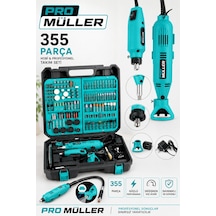 Pro Müller Pro Seri Çok Amaçlı Devir Ayarli 355 Parça Hobi Gravür Seti El Motoru Usta Set