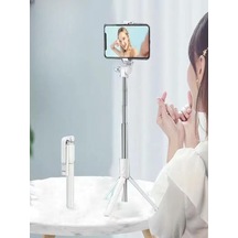 2in1 Masaüstü Kumandalı Tripod Ve Taşınbilir Selfie Çubuğu 70cm Apple Uyumlu iOS Ve Android Uyumlu Beyaz
