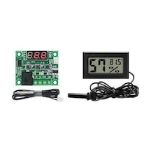 Kuluçka Makinesi Seti - 2 Parça - W1209 Termostat 12v - Isı Nem Ölçer -4927