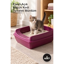 5 Adet Elekli Açık Küçük Kedi Tuvaleti Mürdüm