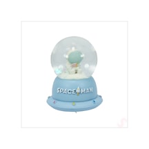 Uçuşan Yıldızlı,7,5cm X 4,5cm Led Işıklı Astronot Küre - Mavi