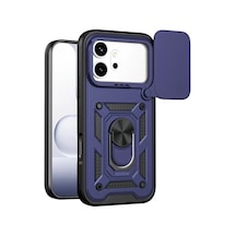 Huawei Honor 600 Pars Lens Yüzüklü Silikon - Lacivert Standart