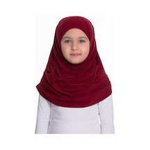 Hürrem Bone Bordo Pratik Hazır Geçmeli Çocuk Tesettür Bone Sandy Kumaş Kendin Bordo