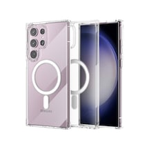 Samsung Galaxy  Uyumlu,  S23 Ultra Kılıf Magneticsafe Şeffaf Silikon - Şeffaf