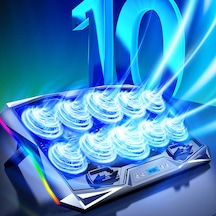 10 Fanlı Rgb Işıklı Gaming Bilgisayar Labtop Soğutucu 7 Kademeli
