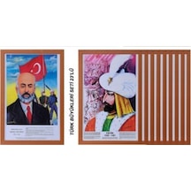 Türk Büyükleri Posterleri Seti - Mdf Çerçeve 23'lü Set Çok Renkli