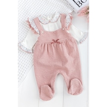 Babymod Fırfırlı Çiçek Desenli Patikli Kız Bebek Tulum Salopet Takım 001