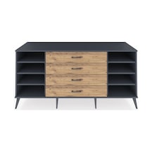 Kronos Konsol 6 Raflı 4 Çekmeceli 176x59x83 Antrasit-antrasit/çam Antrasit/çam