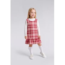Defacto Pötikareli Fırfırlı Askılı Twill 2li Elbise Kız Bebek I8737a526aupn632 Pembe-pn632