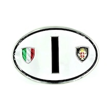 Etiketçilere Özel Armalar Oval Iharf Italy İtalya Bayraklı Beyaz Alüminyum Sticker Arma