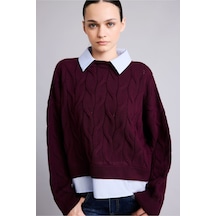 Defacto Boxy Fıt Polo Yaka Uzun Kollu Triko Kazak H2420ax26wnbr455 Bordo-br455