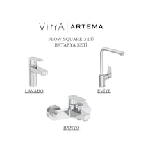 Artema Flow Square Krom Lavabo Banyo Eviye Bataryası 3'lü Set A43044-A43063-A43396 Krom