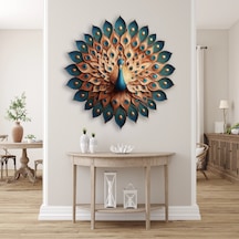Turkuaz Tavuskuşu - Metal Tablo - Dec0114 60 X 60 Cm Çok Renkli