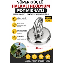 48 Mm Halkalı Neodyum Pot Mıknatıs Süper Güçlü Fishing Magnet Kurtarma Mıknatısı