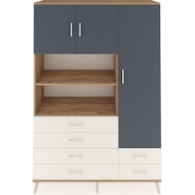Hyperion Dolap 9 Raflı 6 Çekmeceli 3 Kapaklı 132x44x195 Çam-antrasit/aytaşı Antrasıt/aytası