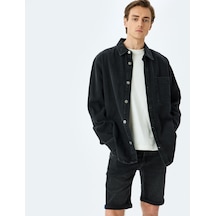 Koton Normal Bel Slim Fit Bermuda Kot Şort Siyah 5sam40017ıd