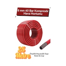 25 Metre Kompresör Hava Hortumu 8 Mm Termo Hortum Kırmızı Thermo Hortum Basınca Dayanıklı Hortum