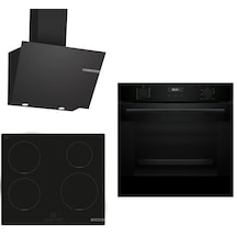Bosch HUA717BA0T - PUE611BB5E - DWK66PJ60T İndüksiyon Ocaklı Siyah 3 Lü Ankastre Set 636