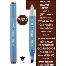Çift Taraflı Profesyonel Çizim Kalemi Kalıcı Mürekkep Üçgen Gövde İnce Uç 1 Mm Kesik Uç 2-6mm Sketch 2321-ceviz