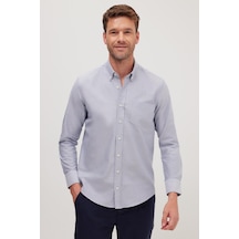 Tudors Erkek Regular Fit Klasik Kesim Premium Oxford %100 Pamuk Lacivert Gömlek-41340 Lacivert