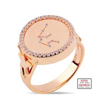 Kuyumcudukkanı Zirkontaşlı"kova Burcu"yüzük-10433-r-aqua Rose Gold